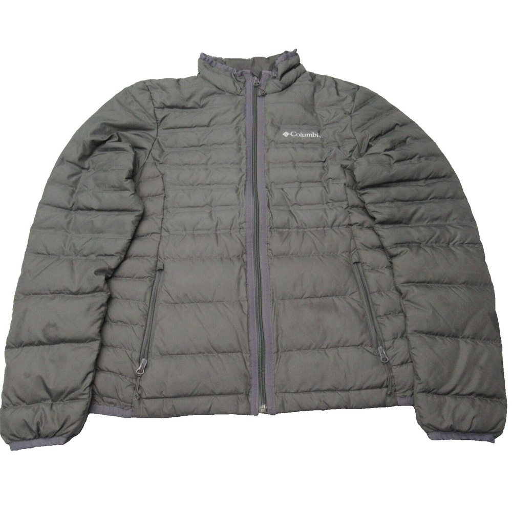 Columbia Down Jacket Women XS Gray Zip Pockets McKay Lake Puffer Full Zip Read